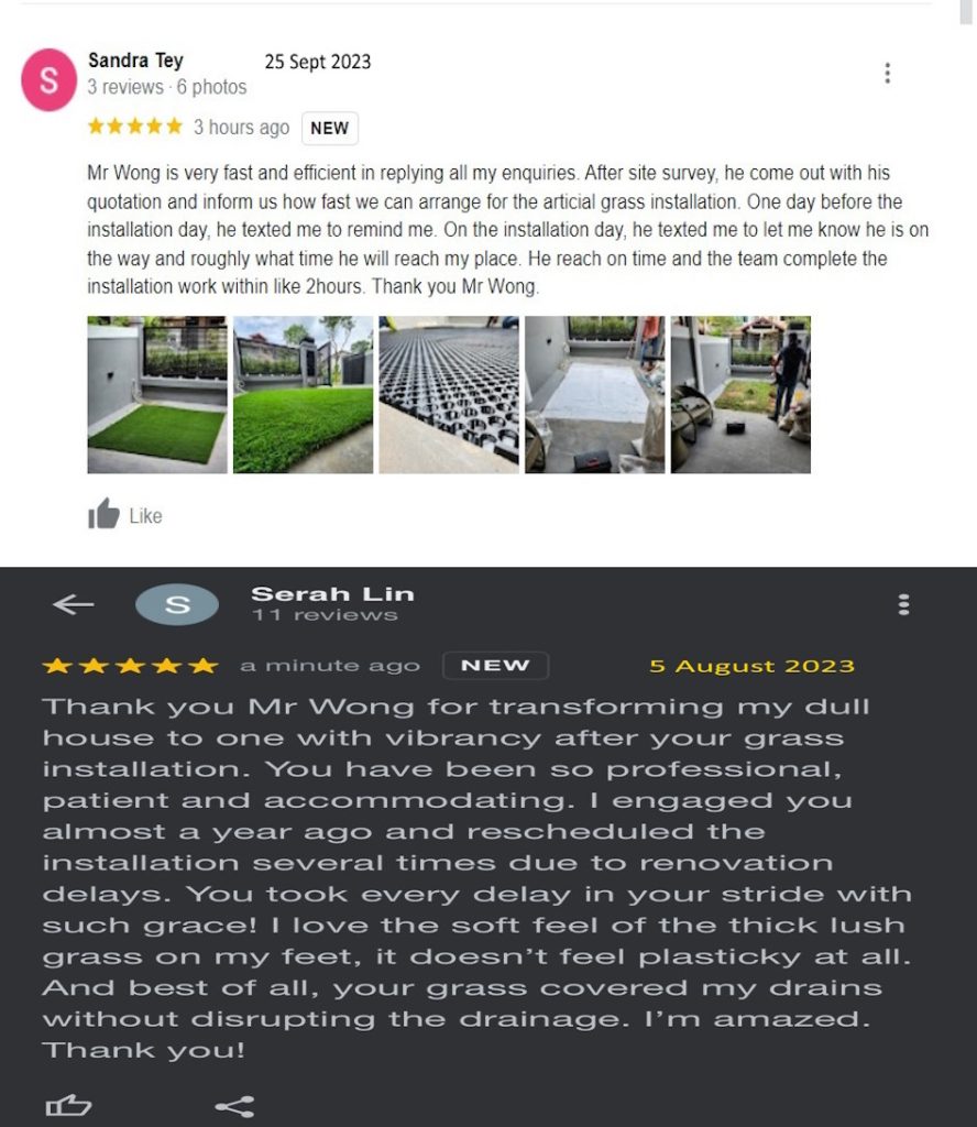 Google review of ibuild sportscape Namgrass artificial grass
