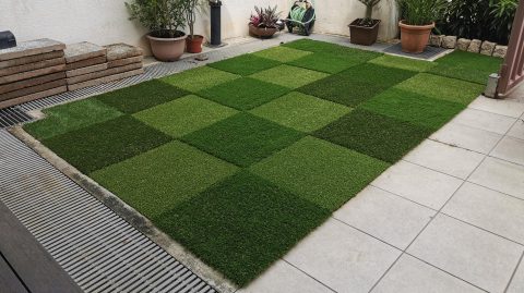Artificial grass garden lawn at Seletar Green View