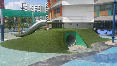 Artificial grass playground at United World College, Singapore