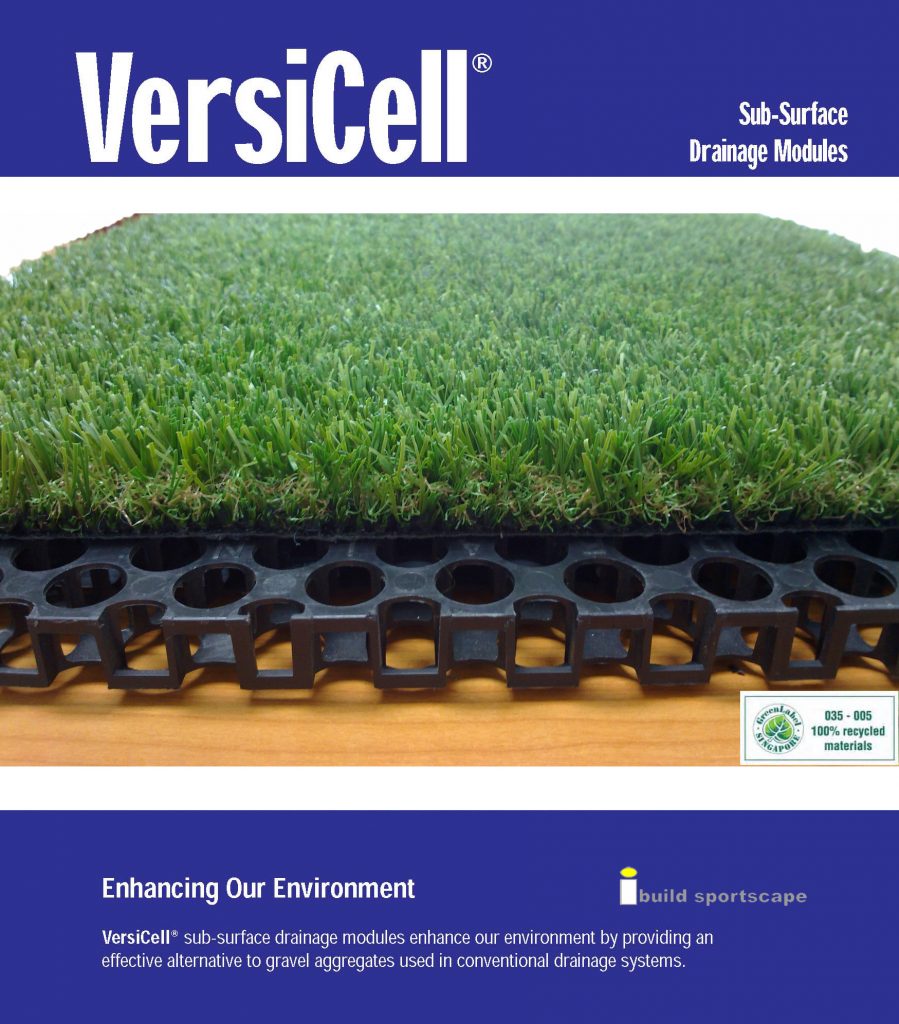 VersiCell drainage cells beneath artificial grass