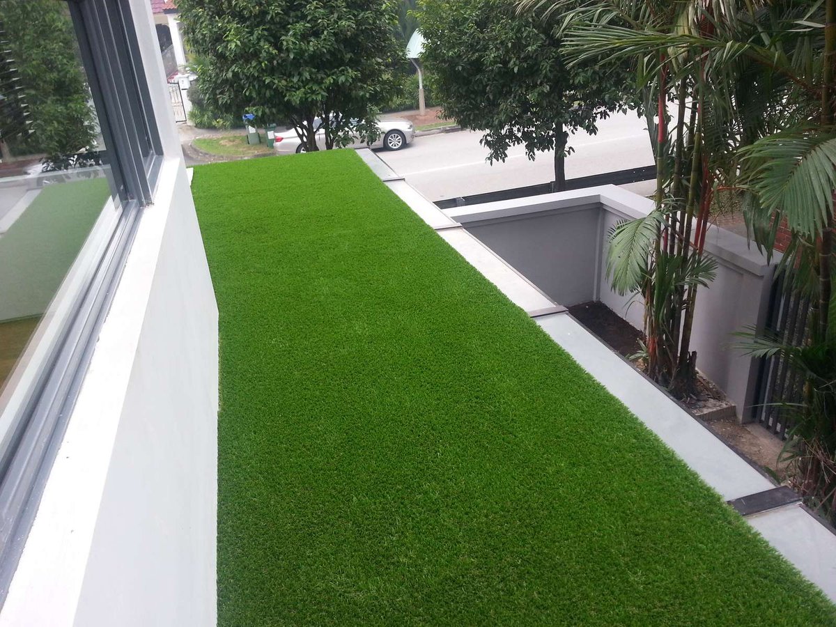 Premium Namgrass artificial grass roof terrace at West Coast Grove, Singapore