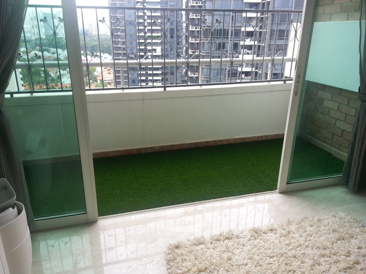 Artificial grass balcony at Pandan Valley, Singapore