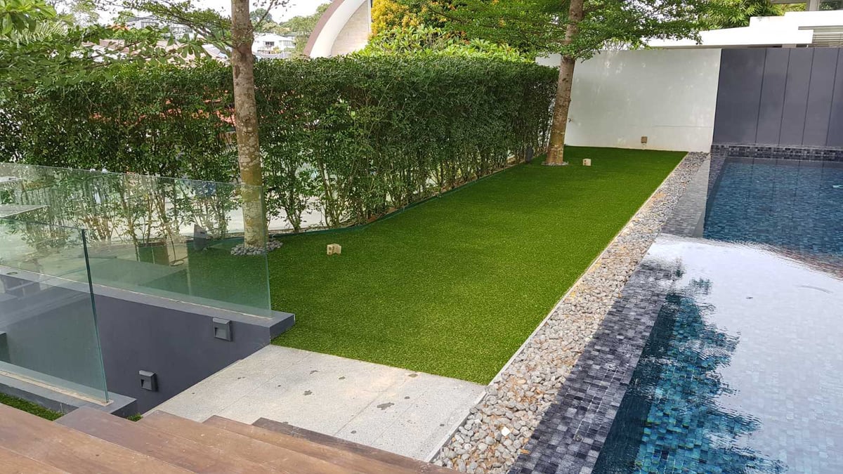 Poolside artificial grass at Coronation Road West, Singapore