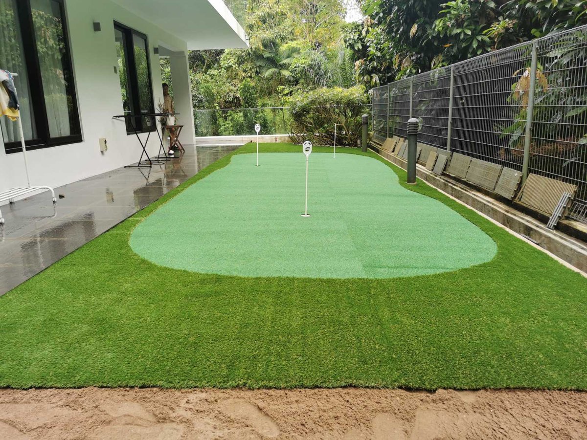 Club practice artificial putting green at Swiss Club Avenue, Singapore