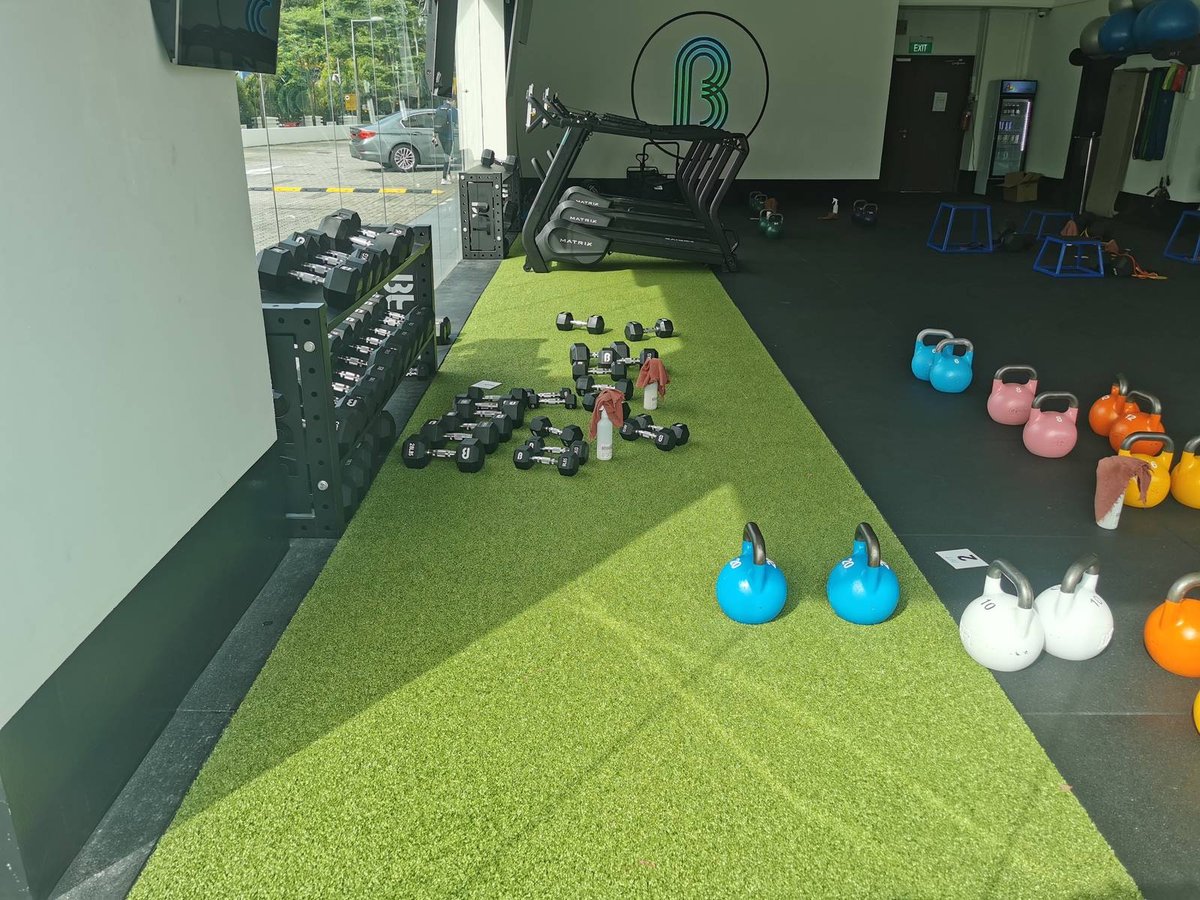 Artificial grass training lane at BFT Ang Mo Kio gym, one of more than 40 BFT studios surfaced in Singapore