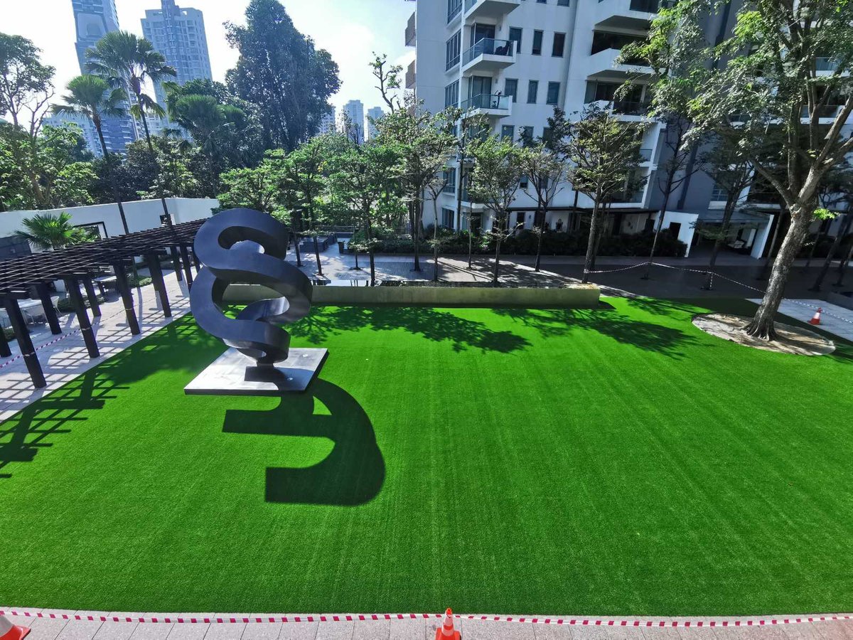 Condo lawn artificial grass replacement at Draycott 8, Singapore