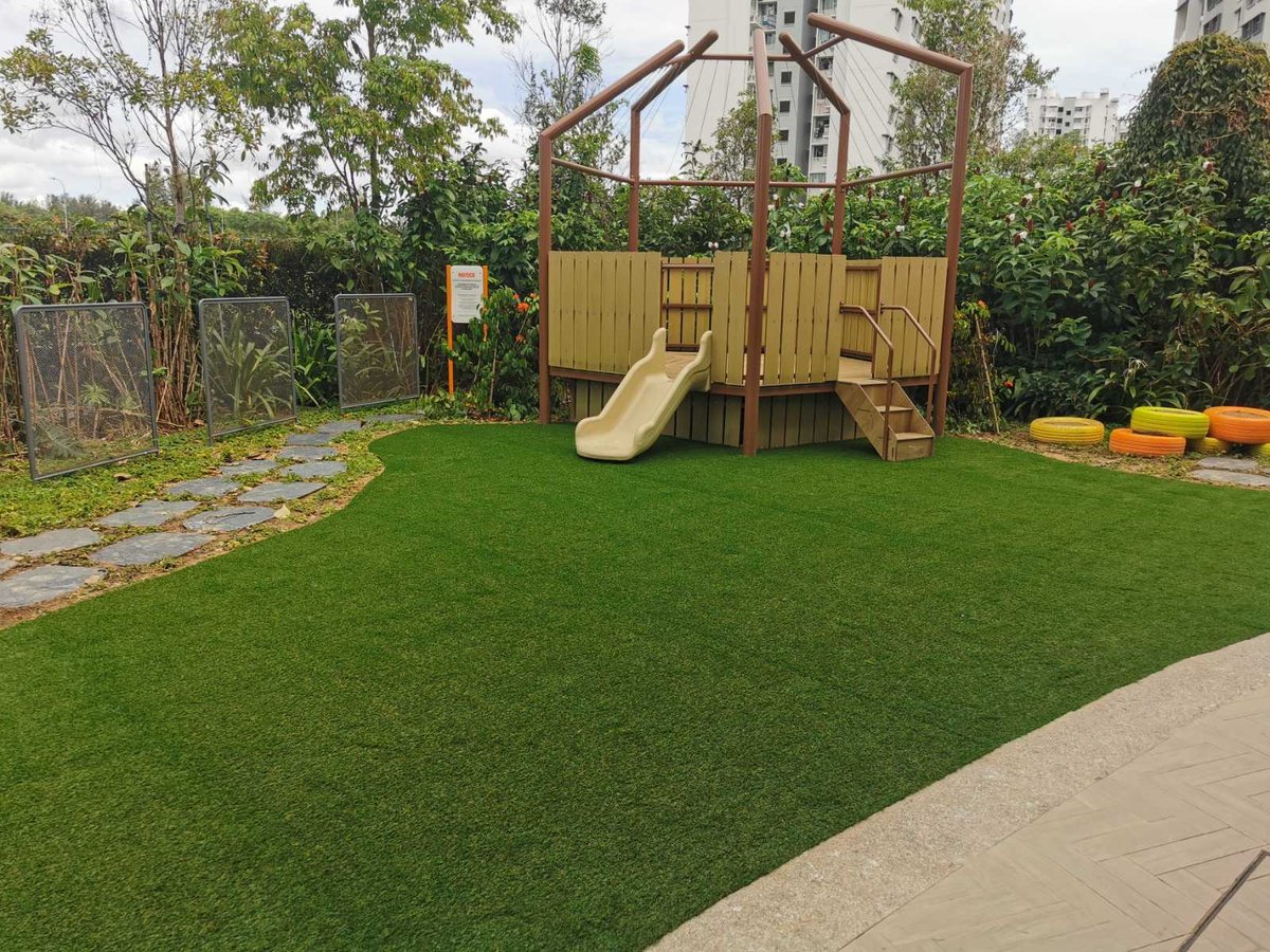 Artificial grass childcare playground at NTUC childcare, Punggol Road, Singapore