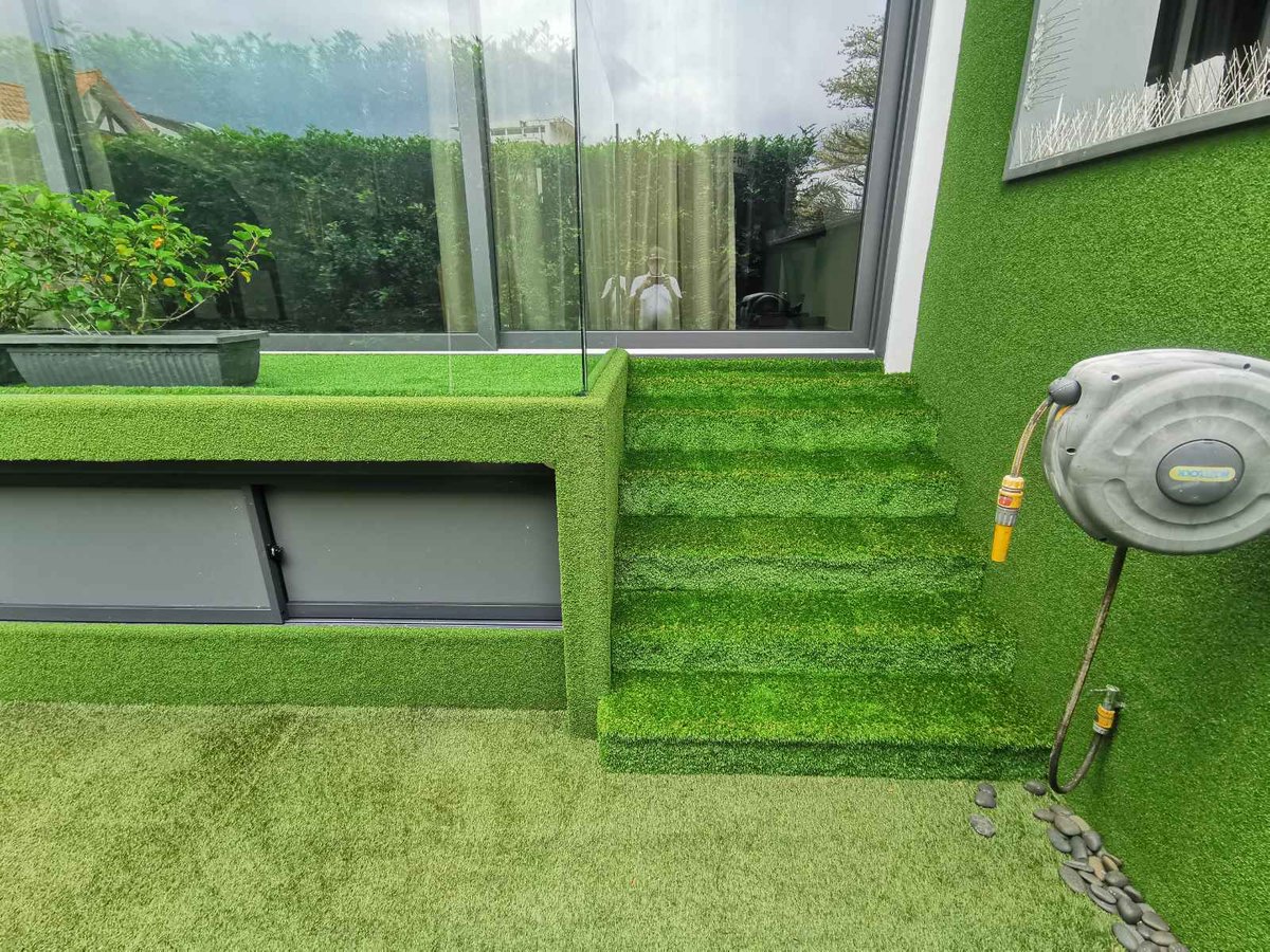 Artificial grass lawn relaid at Victoria Park Grove, Singapore