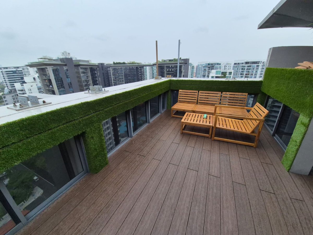 Artificial grass rooftop terrace at The Aristo, Amber Road, Singapore