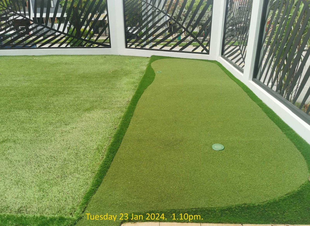 Artificial grass installation for a garden lawn at Serangoon Garden Way, Singapore