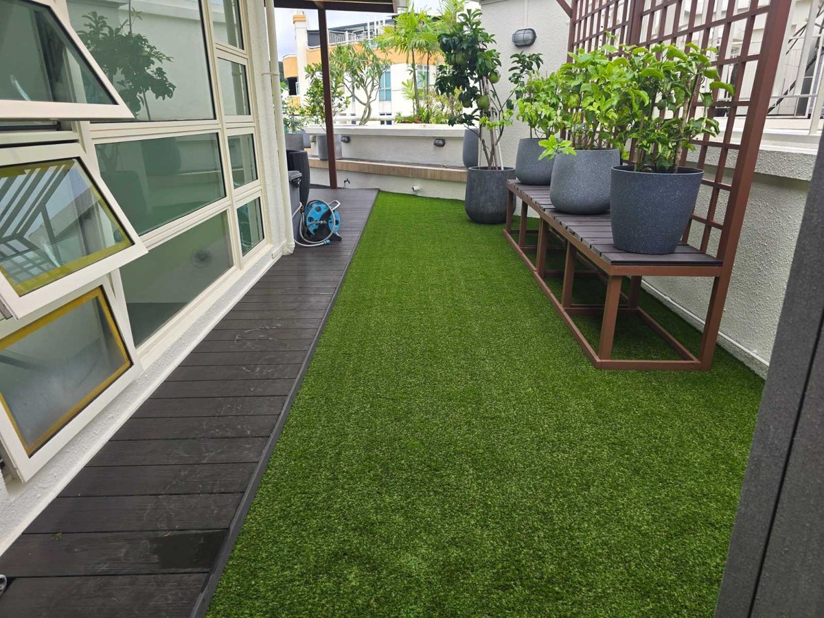 Balcony artificial grass at The Petals Condo, Singapore