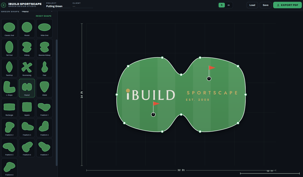 Proprietary putting-green design software layout