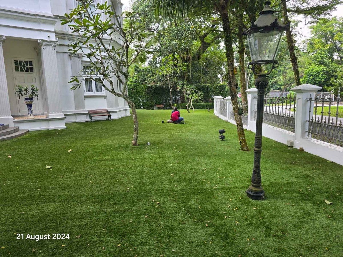 The Peirce Drive artificial grass lawn still lush during a August 2024 maintenance visit